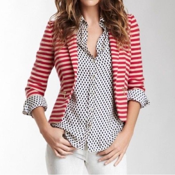 ZARA TRF Collection Pink Cream Tan Stripe Blazer Jacket Size Small Bloggers Fav - Picture 11 of 12